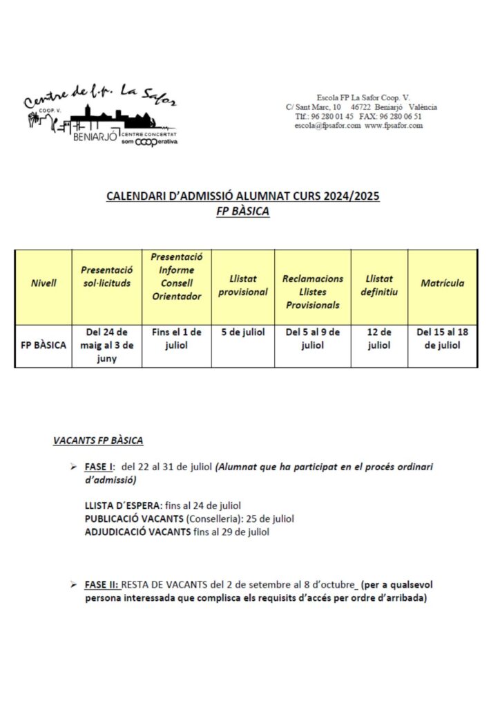 Calendari admissio 24-25 FP Basica